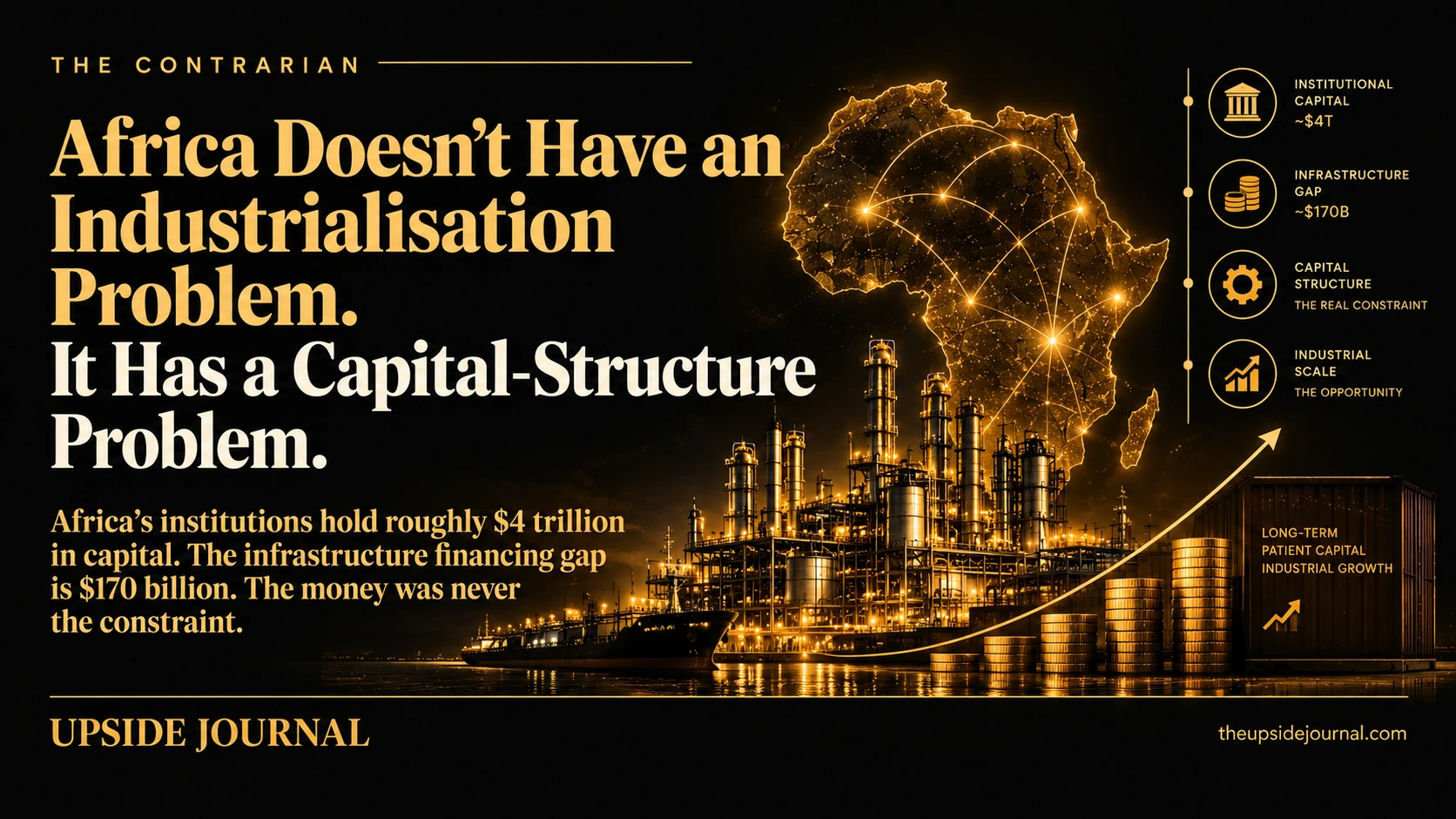 Africa's institutions hold roughly $4 trillion in capital. The infrastructure financing gap is $170 billion. The money was never the constraint | Upside Journal