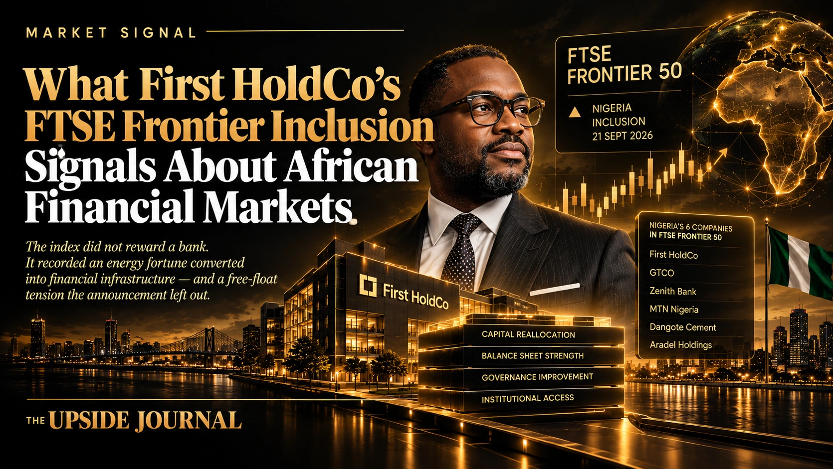 The index did not reward a bank. It recorded an energy fortune converted into financial infrastructure — and a free-float tension the announcement left out | Upside Journal