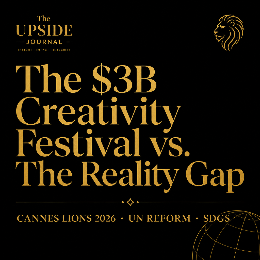 The $3B Creativity Festival vs. The Reality Gap — Cannes Lions 2026, UN Reform, SDGs — Upside Journal special feature