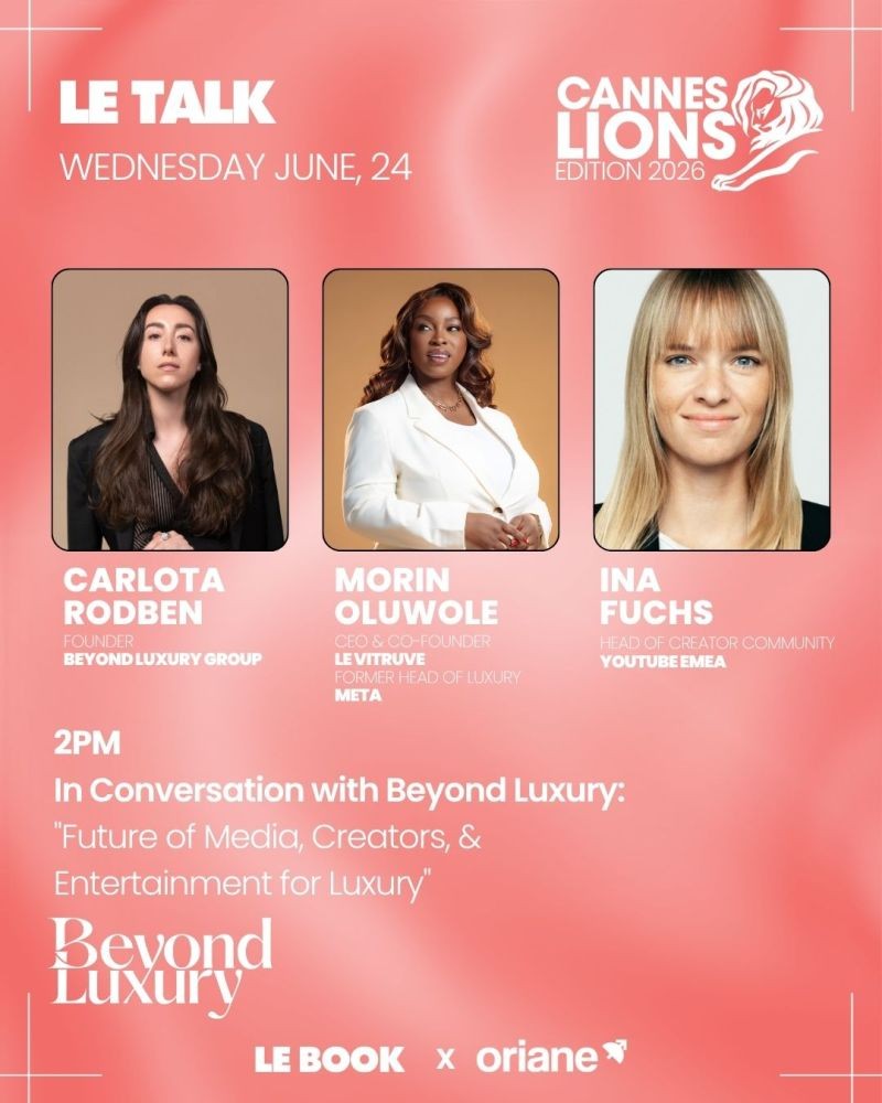 Julien R and Oriane — LE BOOK exclusive gathering at Cannes Lions 2026 bringing together creators, luxury brands, and technology leaders
